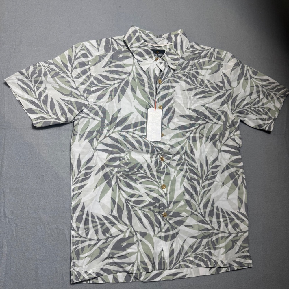 Quiksilver Waterman AQMWT03567 Mens Small Grey Green Tropical Button Down Shirt